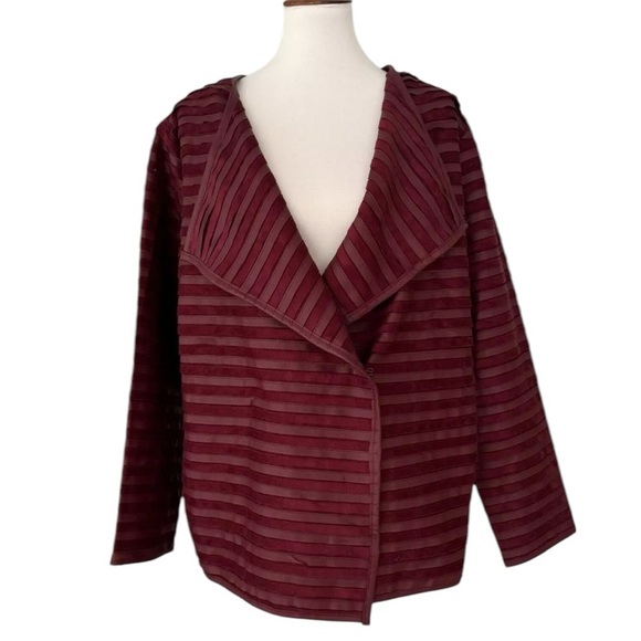 The Limited Wonen Faux Suede Pieced Open Moto Jacket Oxblood Red 2X - Picture 3 of 16